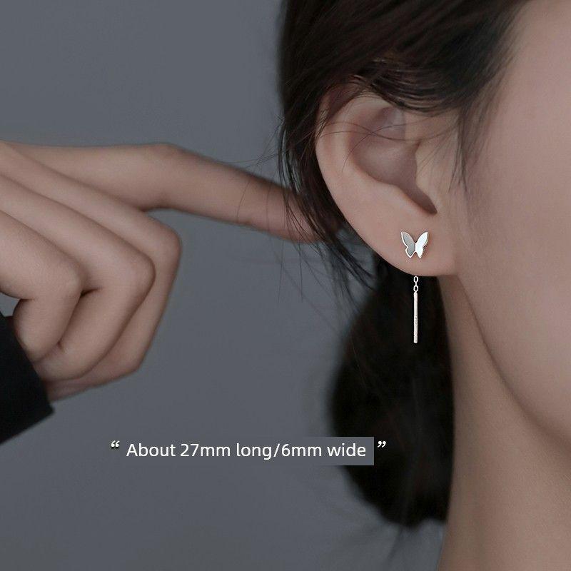

[Xiangnan] 999 Sterling Silver Butterfly Ear Thread Niche Style 2025 New Arrival Best Selling Female Stud Earrings Fancy Earrings Earrings 999 Sterling Silver Butterfly Ear Line (Two Price)