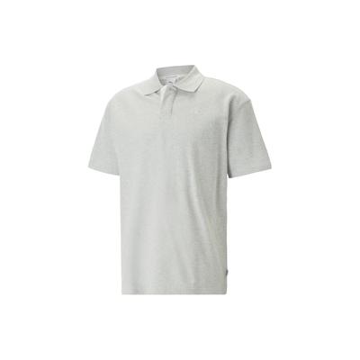 Jednofarebná ležérna polokošeľa s krátkym rukávom Unisex topy Svetlo-Zmiešaná-Sivá 620371-04