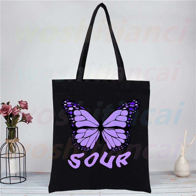 Olivia Rodrigo Canvas Tote Black Bags Harajuku Casual Donna Ragazza Tote Eco Shopper Singer Sour Shoulder Bags
