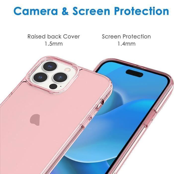 Coque de protection - BOOLING - pour iPhone 14 Pro - Silicone Rose - Ultra Slim - 2 Vitres en Verre Trempé