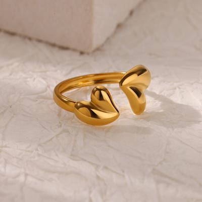 Bagues Ouvertes Cœur à Bulles Irrégulières Pour Femmes Couleur Or Bague de Mariage en Acier Inoxydable Accessoires de Bijoux de Mariage Cadeau de Noël