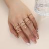 Gold-plated knotted ring imitation pearl 10-piece set, ring jewelry metal ring joint ring versatile love ring women