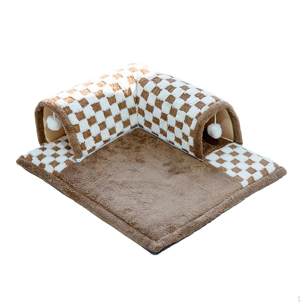 2 In 1 Cat Bed Play Tunnel Sleeping Mat with Removable Kitty Training Interactive Toy