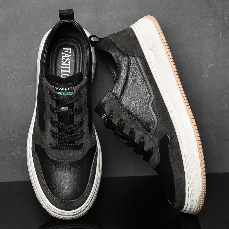 Italienische Marke Herren Echtleder Schuhe Schlichte Weiße Herren Lauf-Sportschuhe Modische Klassische Freizeitschuhe Kostenlose Lieferung