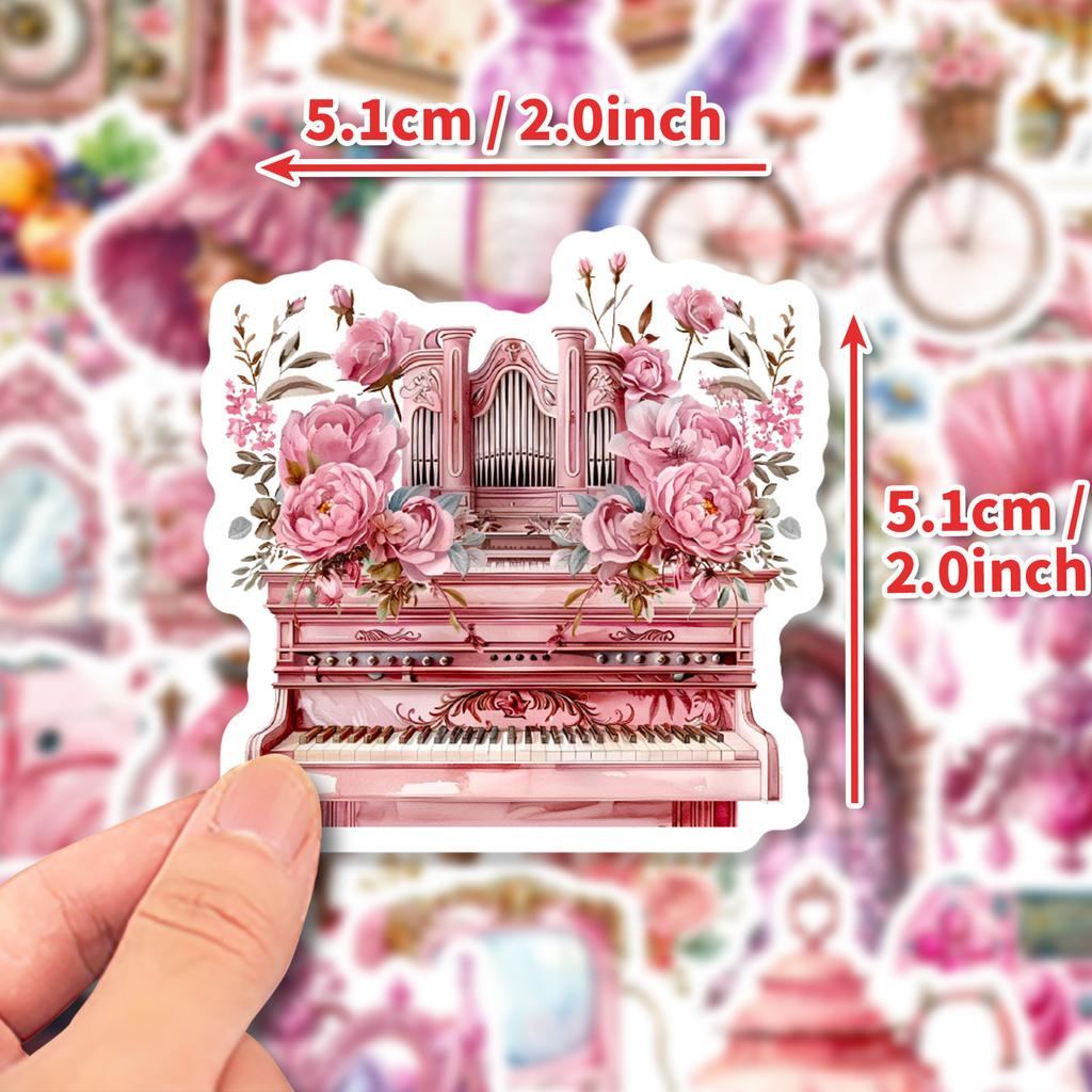 50 Pink Objects Retro Girl Heart Stickers DIY Hand Tent Suitcase Notebook Helmet Stickers Waterproof Stickers