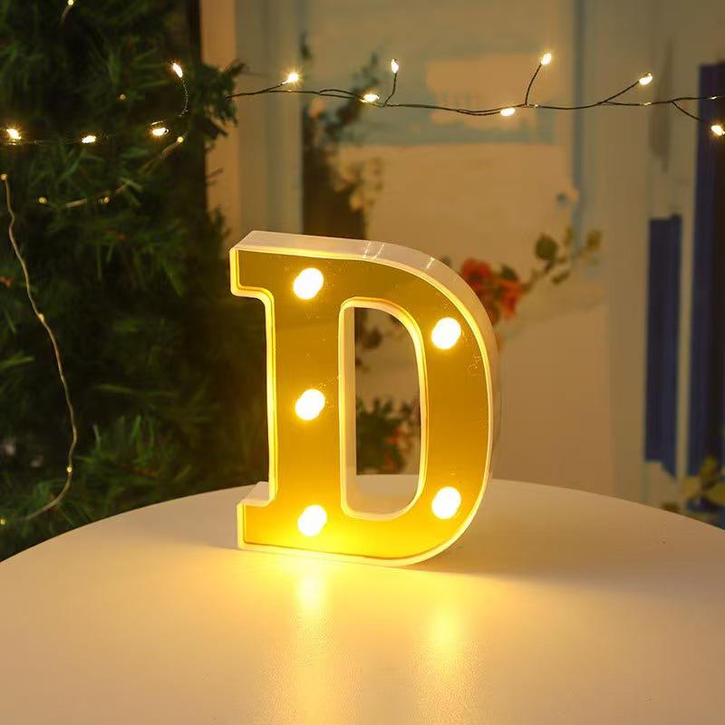 Gold LED Mirror Letter Lights - Romantic Birthday and Festive Décor
