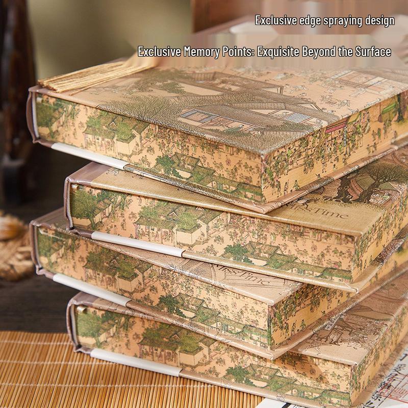 Shiguang Qingming Shanghe Tu Artistic Retro Notebook: Hot Stamping Festival Gift for Students and Writers