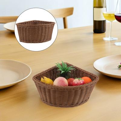 Triangular Corner Basket Desktop Organizer Bin For Sundries Snacks Cosmetics Handwoven Storage Container For Kitchen Closets
