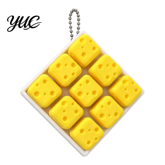 Stress Relief Toys 3D Printed 9-Square Fidget Clicker Toy, Simulation Fruit Cookie Pressing Portable Desk Fidgets Keychain, Click Desktop Ornament,