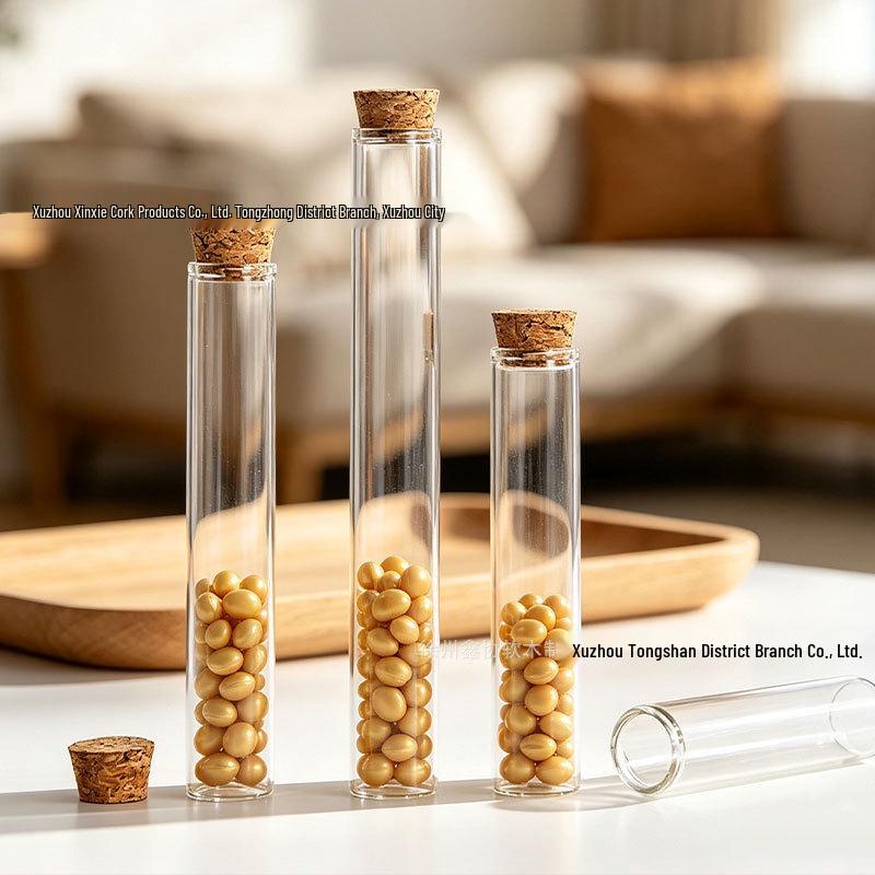 20mm Transparent Glass Bottle with Wood Stopper for Flowers, Tea, or Wish Bottles - Customizable