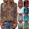 20 Farben Europäisches & Amerikanisches Damen Herbst Bedrucktes V-Ausschnitt Langarm Freizeit T-Shirt Top