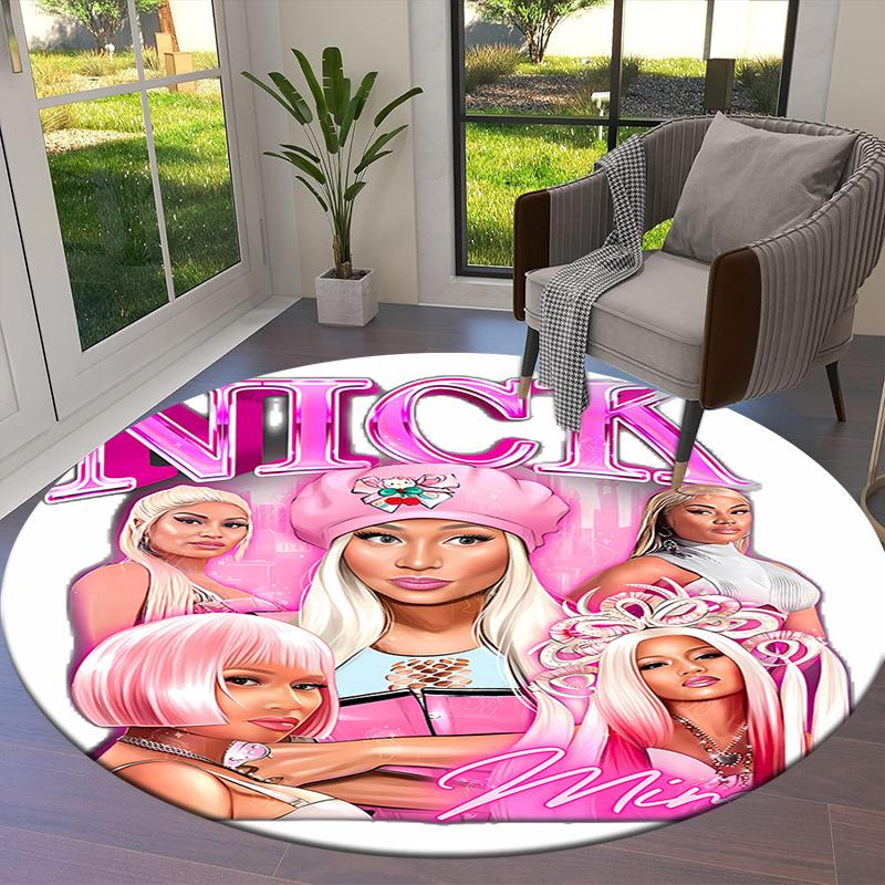 Nicki Minaj Round Area Rug,Carpet Rug for Living Room Bedroom Sofa Playroom Decor,Non-slip Floor Mat