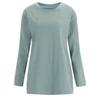 Shop   Women Loose FiT Slub Round Long Sleeve CoTTon T shirT Dark Khaki Dai Wsh 