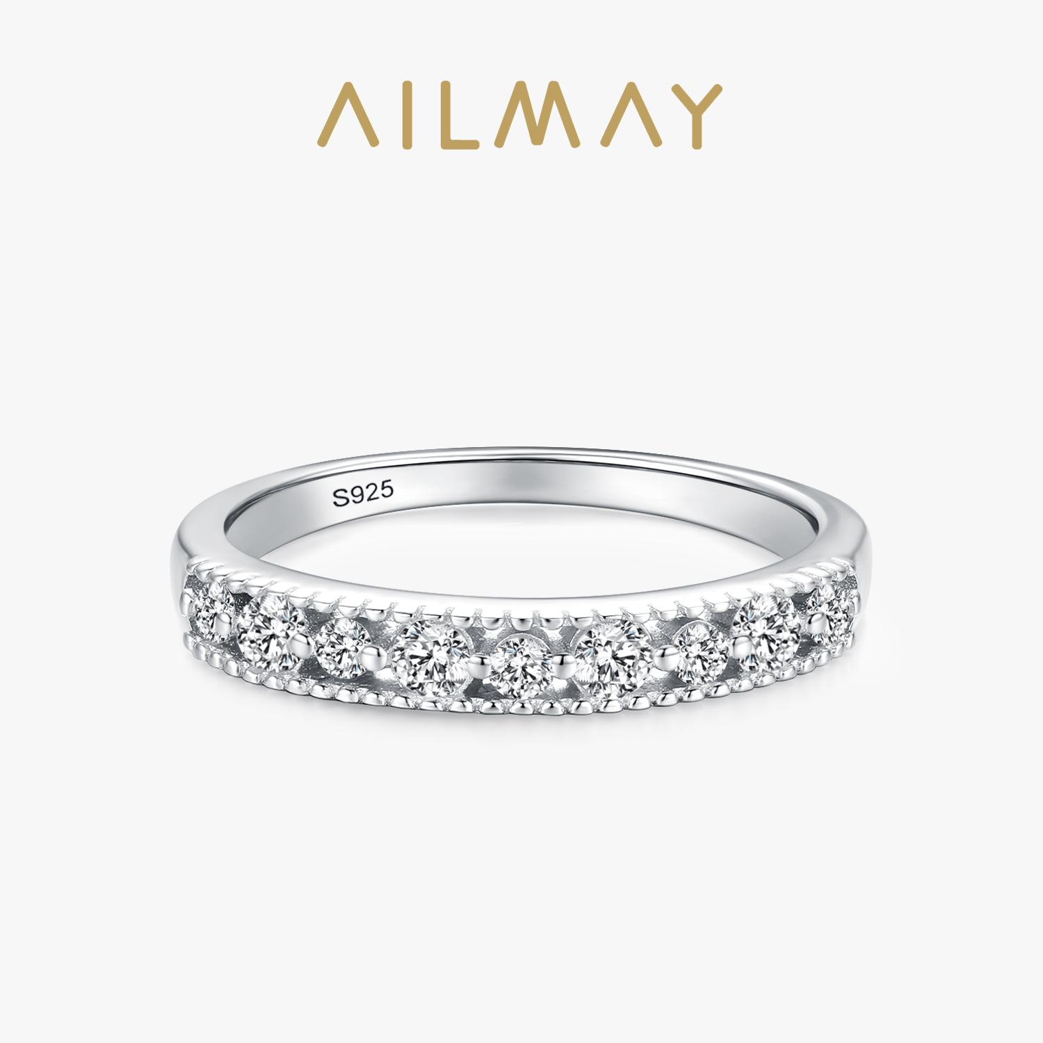 

Ailmay Настоящее Серебро 925 Пробы Кольцо на Палец с Прозрачным Фианитом Кольца Круглые Stackable Для Женщин Свадебное Помолвочное Изящные Женские Украшения 5