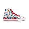 Converse Chuck Taylor All Star Canvas Dinosaur Print Versatile Durable High-Top Kids Canvas Shoes Kids Sneakers White Red A00928C