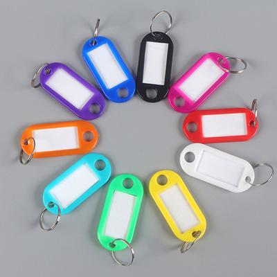 Yousheng 50Pcs Keyring Tags Plastic Key Fobs ID Tags with Split Keyring Paper Insert Key Tags Writing Paper Keychain Organizer