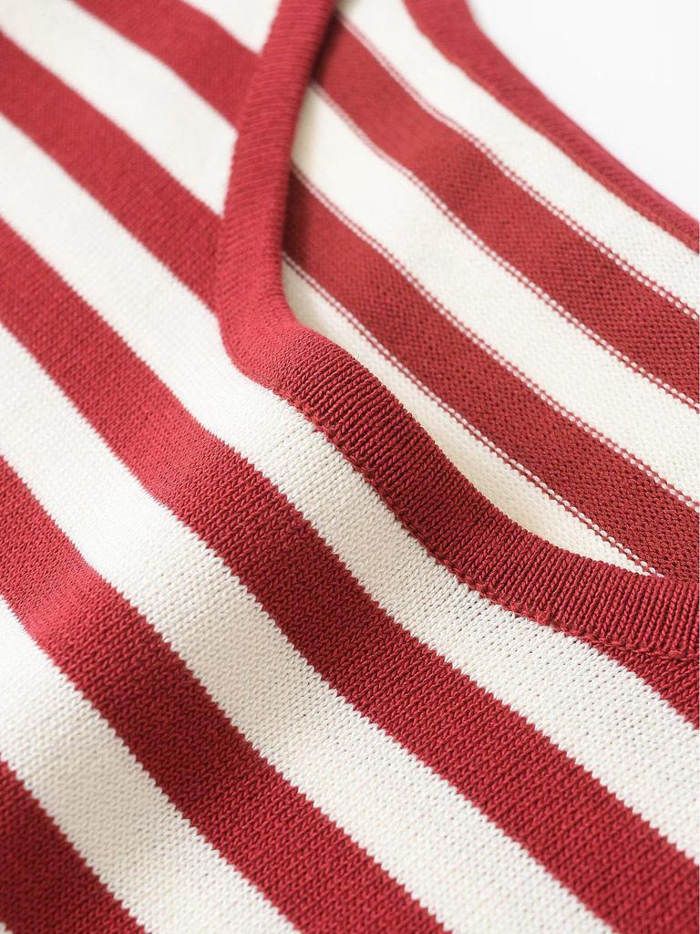 2025 Spring Women's Striped Short Sleeve Knitted Top - European & American Style Fashion