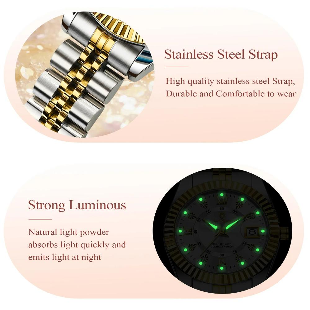 POEDAGAR Luxury Quartz Ladies Wristwatch Waterproof Luminous Date Women Watch Stainless Steel Fashion Women's Watches Gifts