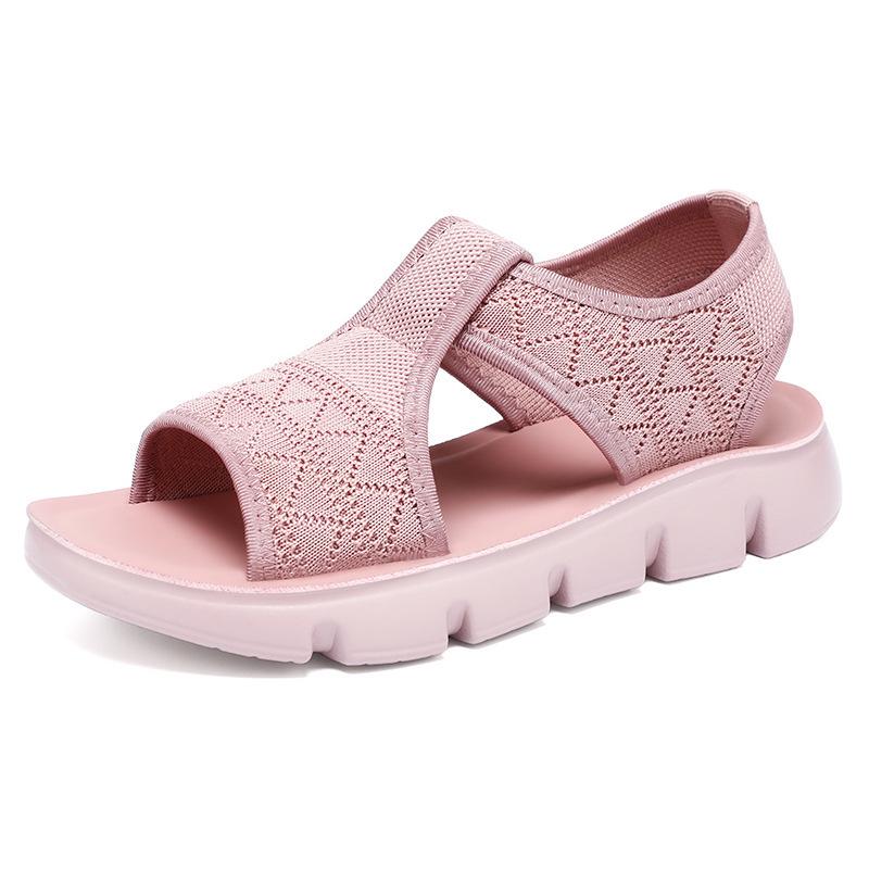 Women's Summer Fly-Knit Breathable Open-Toe Sandals & Slippers, Polyurethane Lightweight Design