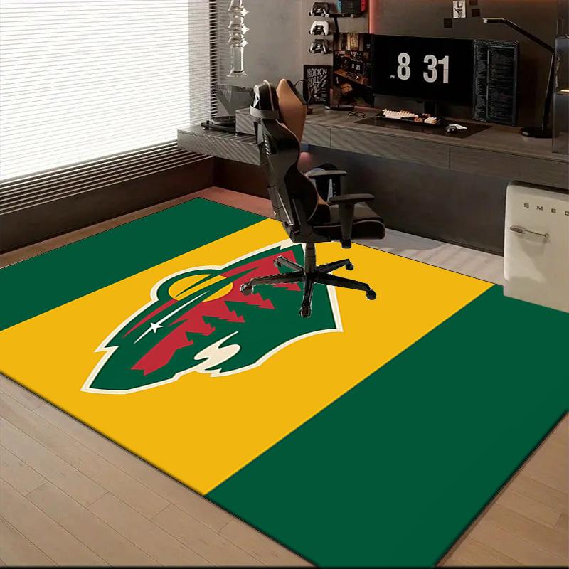 Minnesota Hockey Team Floor Mat for Living Room, Game Rooms, Office, Bedroom, Office Floor Mat Playful Design, Christmas Fan Gifts