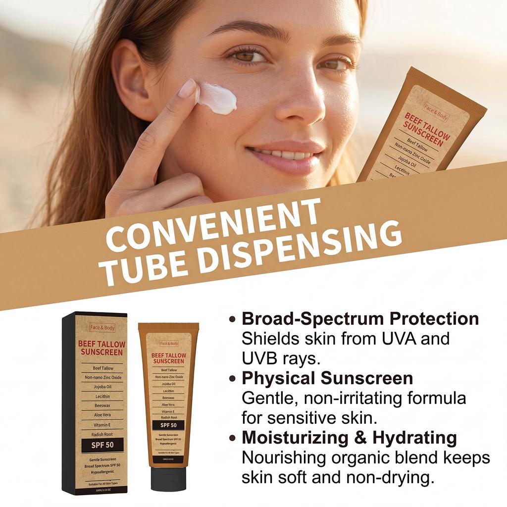 Tallow Moisturizing Protective Cream Summer Daily Commuting Outdoor Skin Protection Moisturizing Refreshing Body Facial Skin Care less