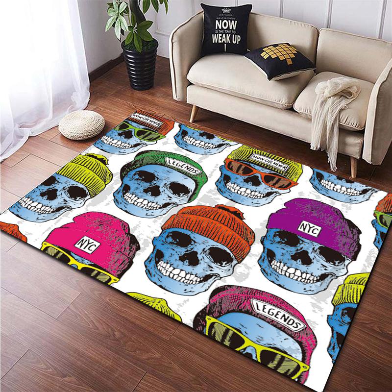Skull Custom Fashion Carpet Doormat Rugs Living Room Area Rug Living Room Games Area Children's Crawling Mat Anime Rug Yoga Mat