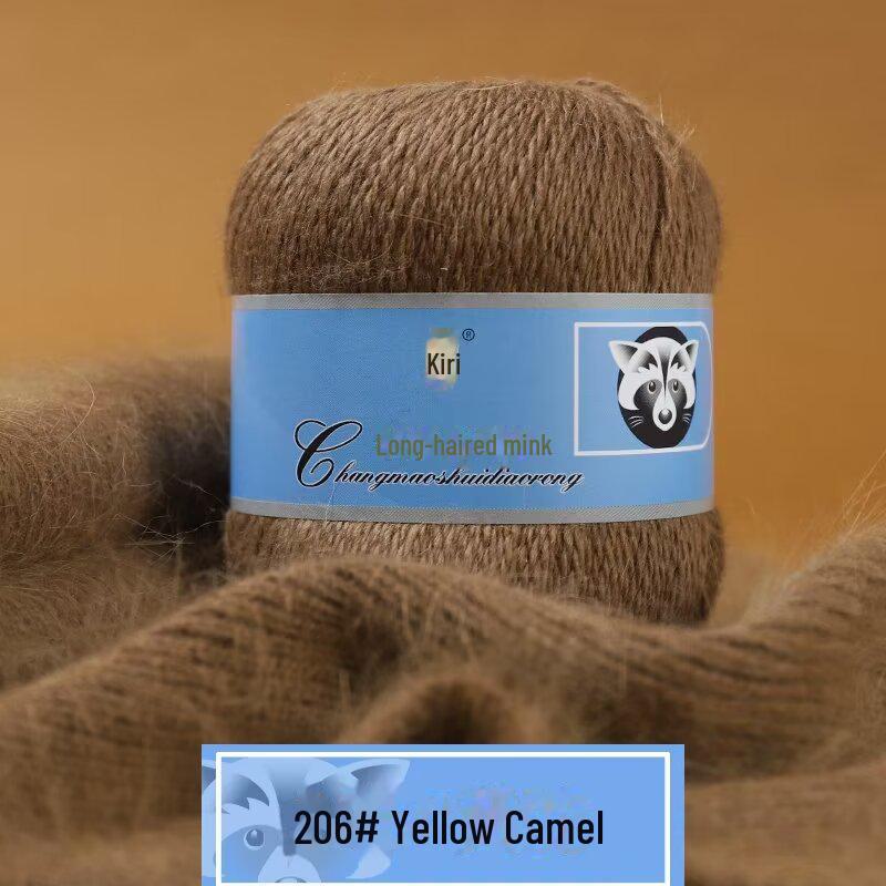 Fire moale de cașmir țesute manual pentru pălării și șaluri, fire de lână de nurcă cu păr lung, de grosime medie, pentru croșetat