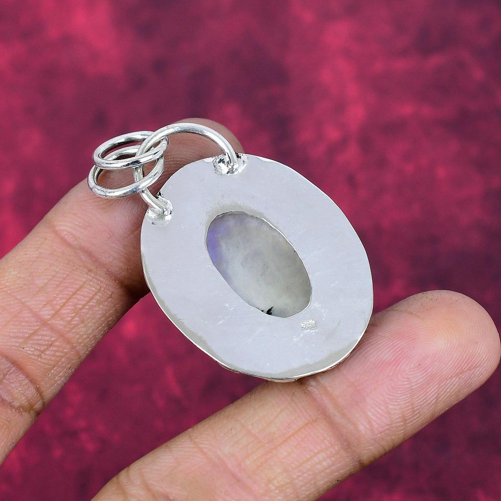 Šperky s duhovým měsíčním kamenem, přívěsky z masivního sterlingového stříbra 925, ručně vyráběné přívěsky s drahokamy pro ženy