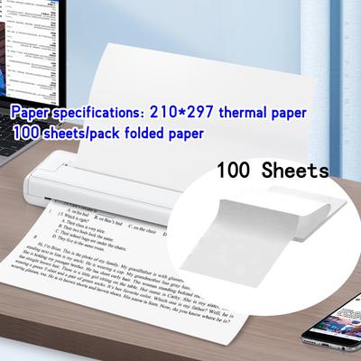 100 Yaprak A4 Termal Kağıt Baskı Kağıdı 210x297mm A4 Kablosuz Bluetooth Termal Yazıcı Faks Makinesi Kağıdı İçin Uygundur