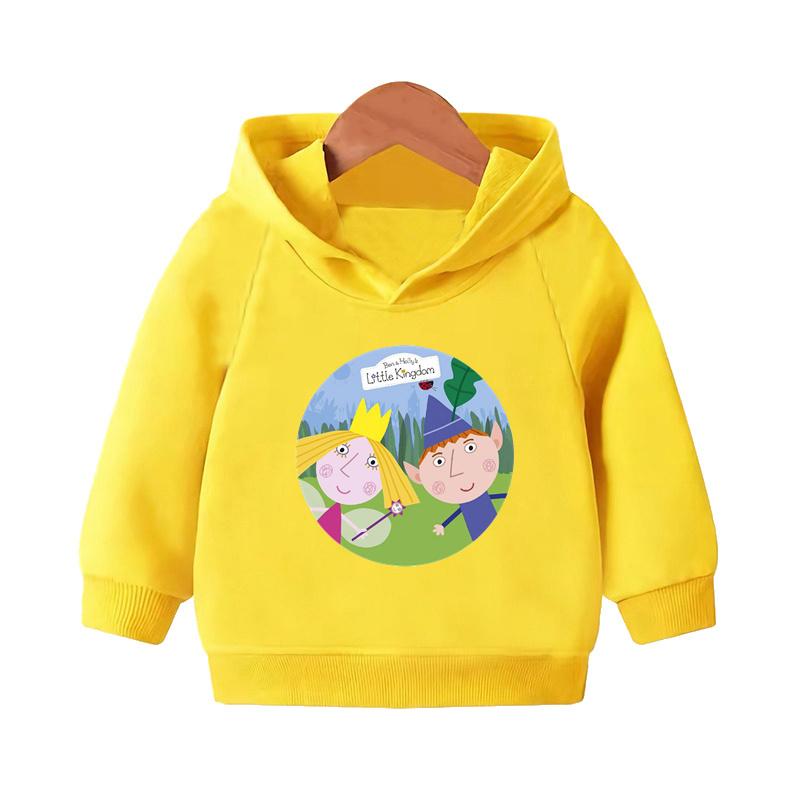 Ben and Holly Kingdom Cartoon Kids Hooded Hoodies Cute Girls Clothes Children Sweatshirts Autumn Baby Pullover Tops