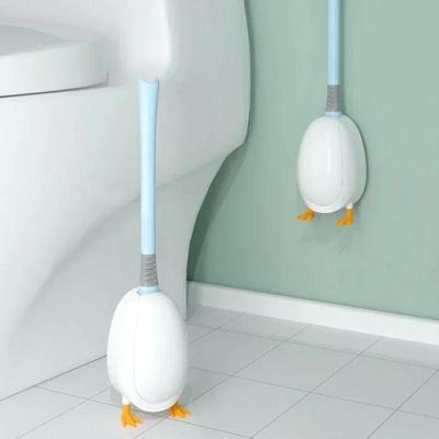 Siliconen Toiletborstel Set Schattige Duikende Eend Wandmontage Vrijstaand Lange Steel Diepe Huishoudelijke Badkamer Schoonmaak Accessoires