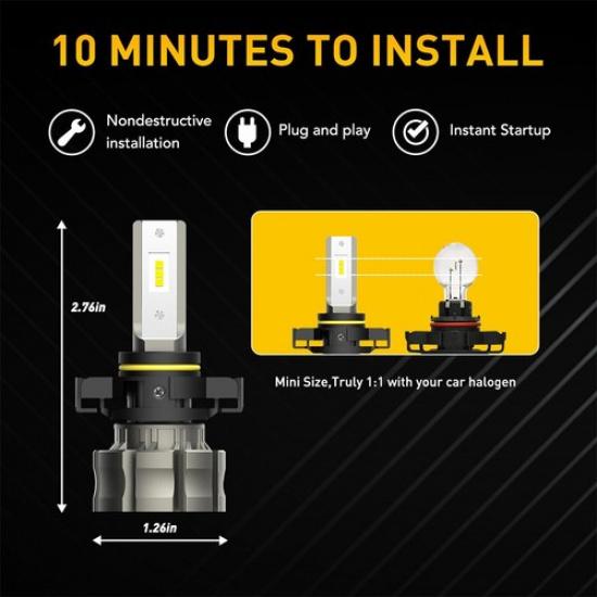 5202 2504 LED Fog Light Bulbs White for 2007-2015 Chevy Silverado 1500 B3F EXC