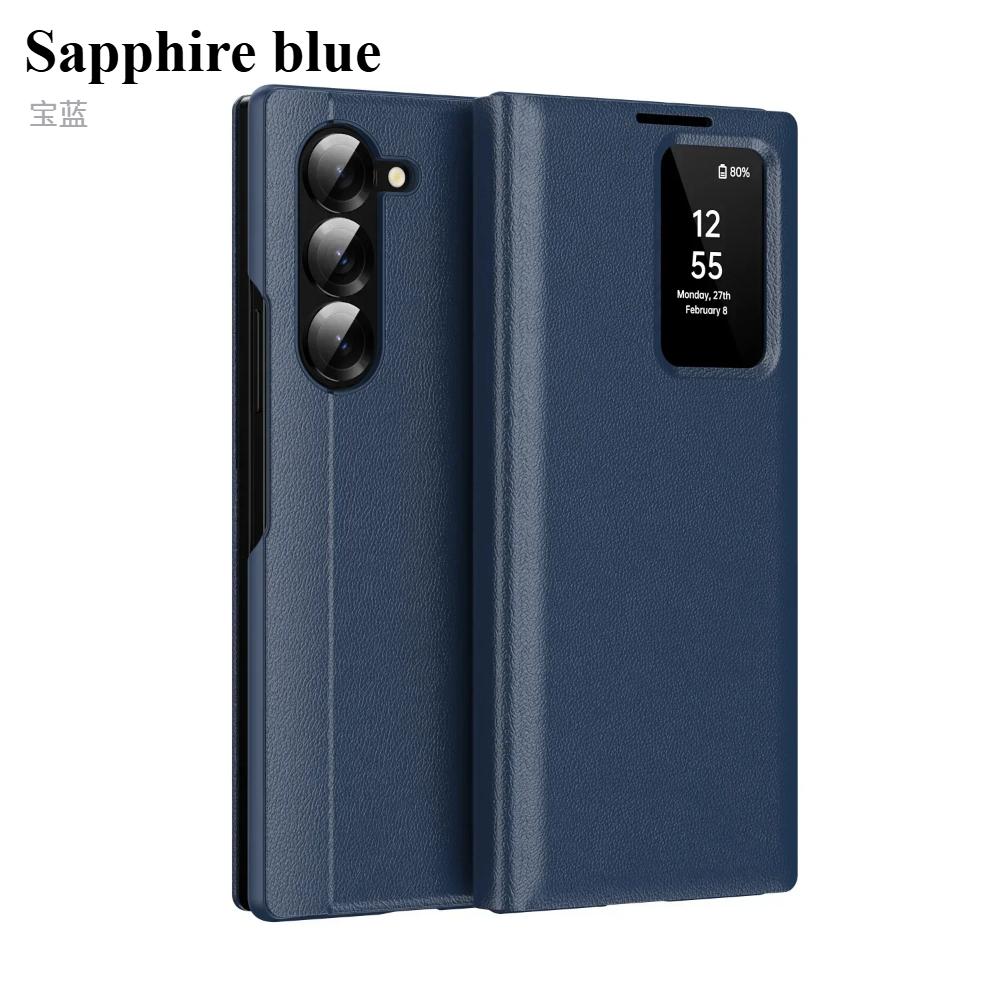 Official High-end Business Leather Smart View Windows Wallet Flip Case For Samsung Galaxy Z Fold 7 6 S25 Ultra S23 Plus S24 FE Anti-fall Protect Cover