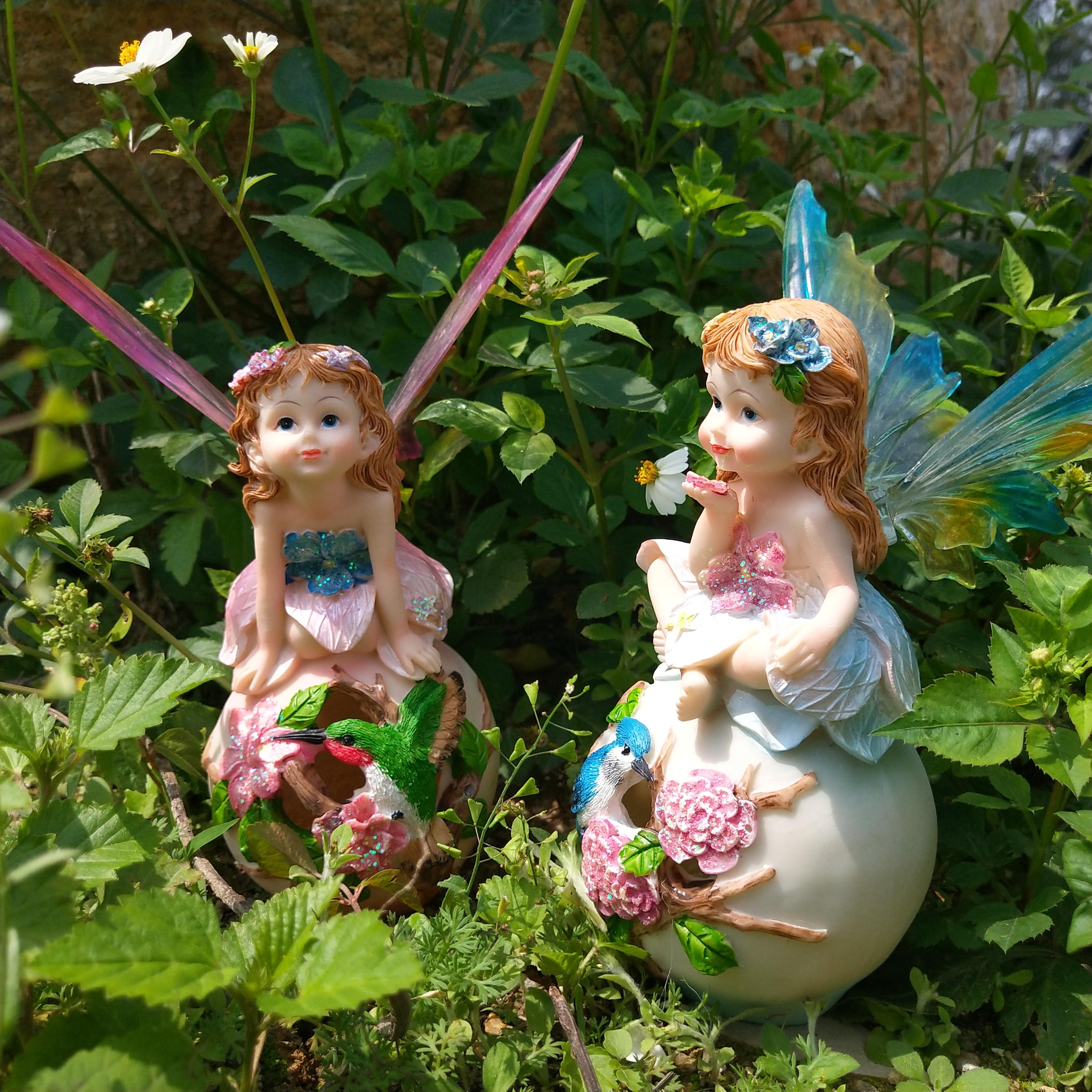Outdoor Garden Decorative Home Decor Flower Fairy Wings Courtyard Country Ornaments Elegant Room Decorations Kawaii Figurine