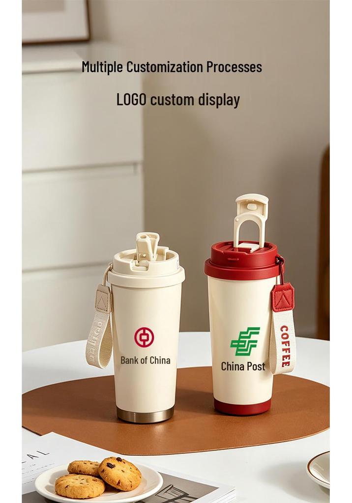 Liljeblomma 316 Rostfritt Stål Isolerad Kaffetermos med Sugrör och Anpassad Logotyp