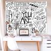 Positive Energy Graffiti Tapestry, Black White Wall Hanging, Motivational Wall Decor for Bedroom Dorm, Street Style