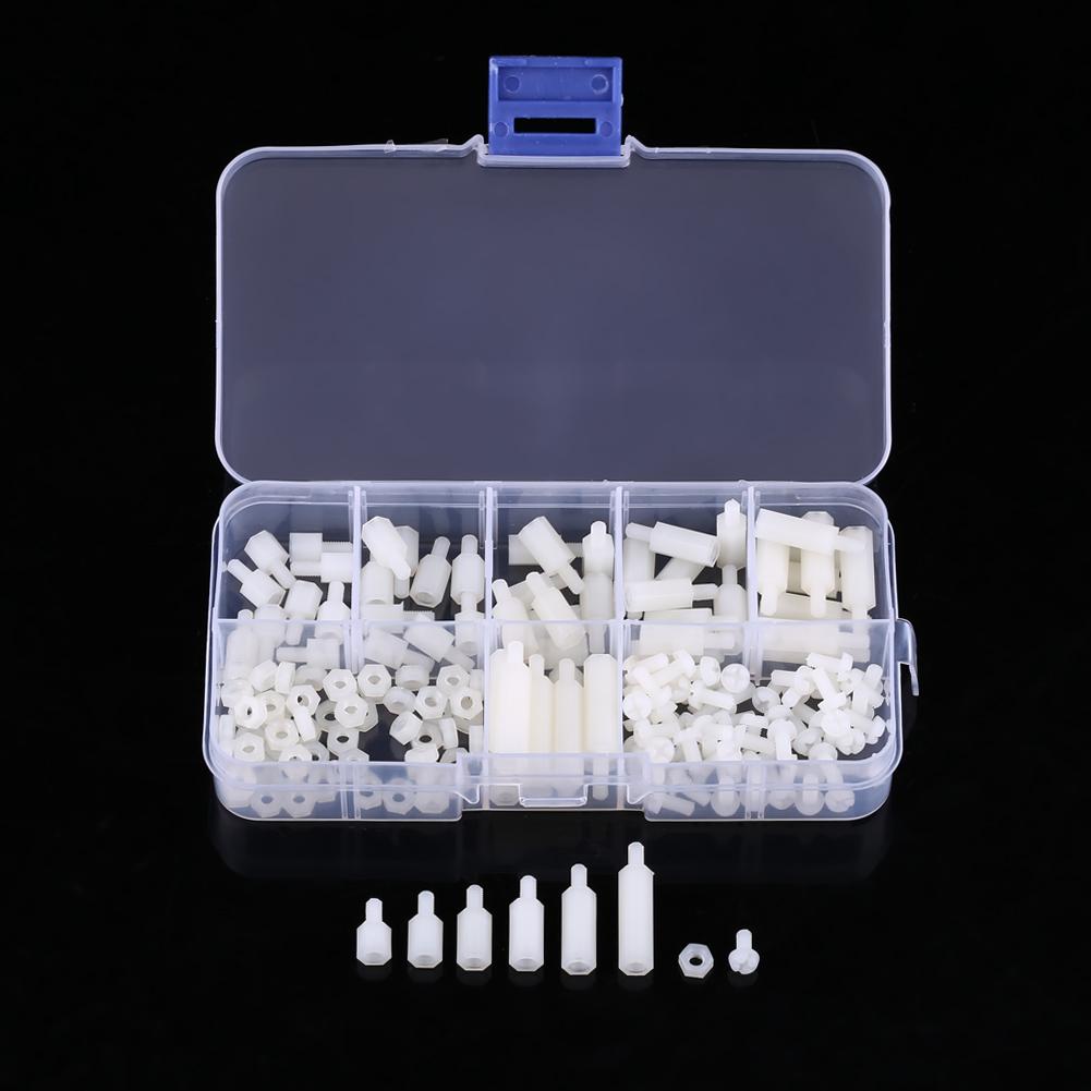 180pcs White M3 Hex Male Female Standoffs Screws Nuts Assortment Kit With Box