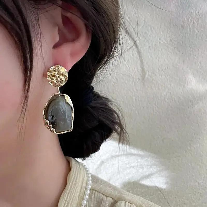 Fashion Pendant Earrings Trend Vintage Geometry  for Women  2022 Korean Jewelry Bohemia Acrylic Accessories Party Gift