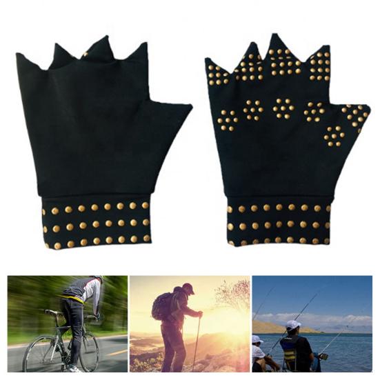 Compression Gloves 1 Pair Arthritis Half Finger Moisture Wicking Magnet Inlay Non-slip Effective Fitness Joint Pain Relief Stress Care Brace Hand for
