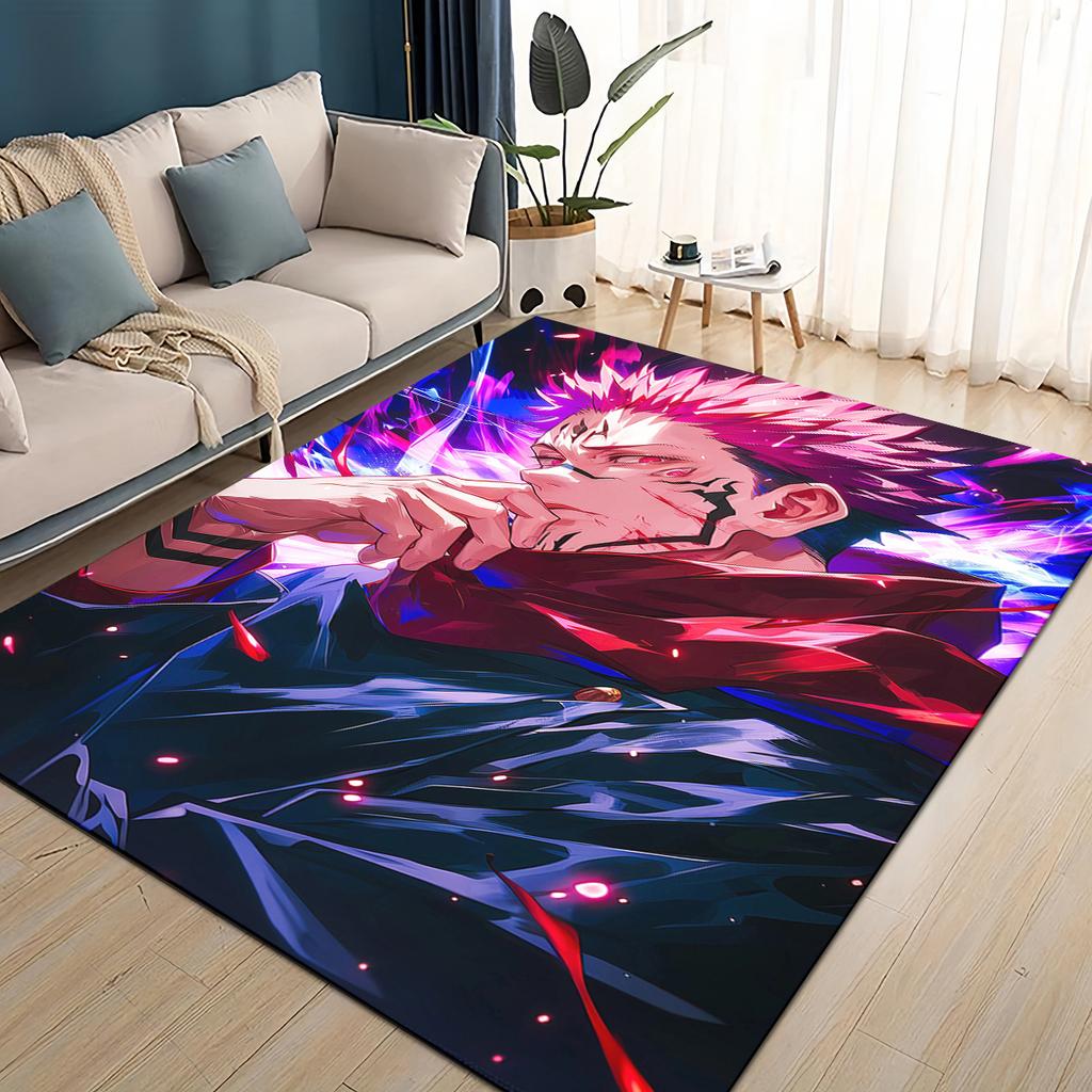 3D Cartoon Jujutsu Kaisen Anime Itadori Yuj Teppich für Wohnzimmer Schlafzimmer Zuhause Sofa Dekoration, Kinder Spiel Rutschfeste Bodenmatte