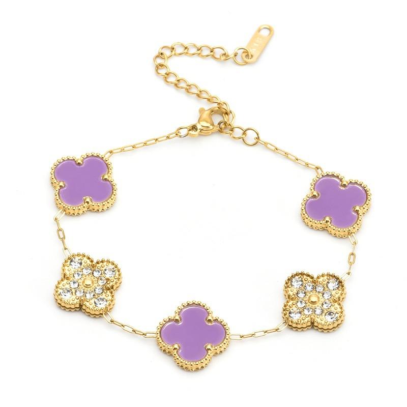 13mm Four Leaf Flower Bracelet Ladies Women's Fashion Four Leaf Flower Titanium Bracelet