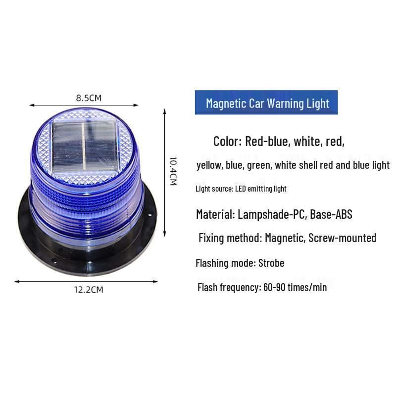Magnetic Mount LED Solar Strobe Light for Car Roof & Traffic Barriers