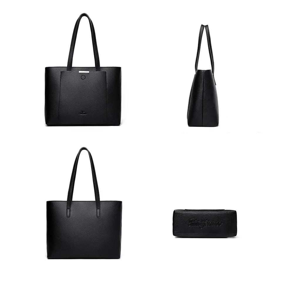 Genuine Brand Soft Leather Shoulder Bag For Women Luxury Designer Casual Tote Bag Ladies Purse Shopping Commuting