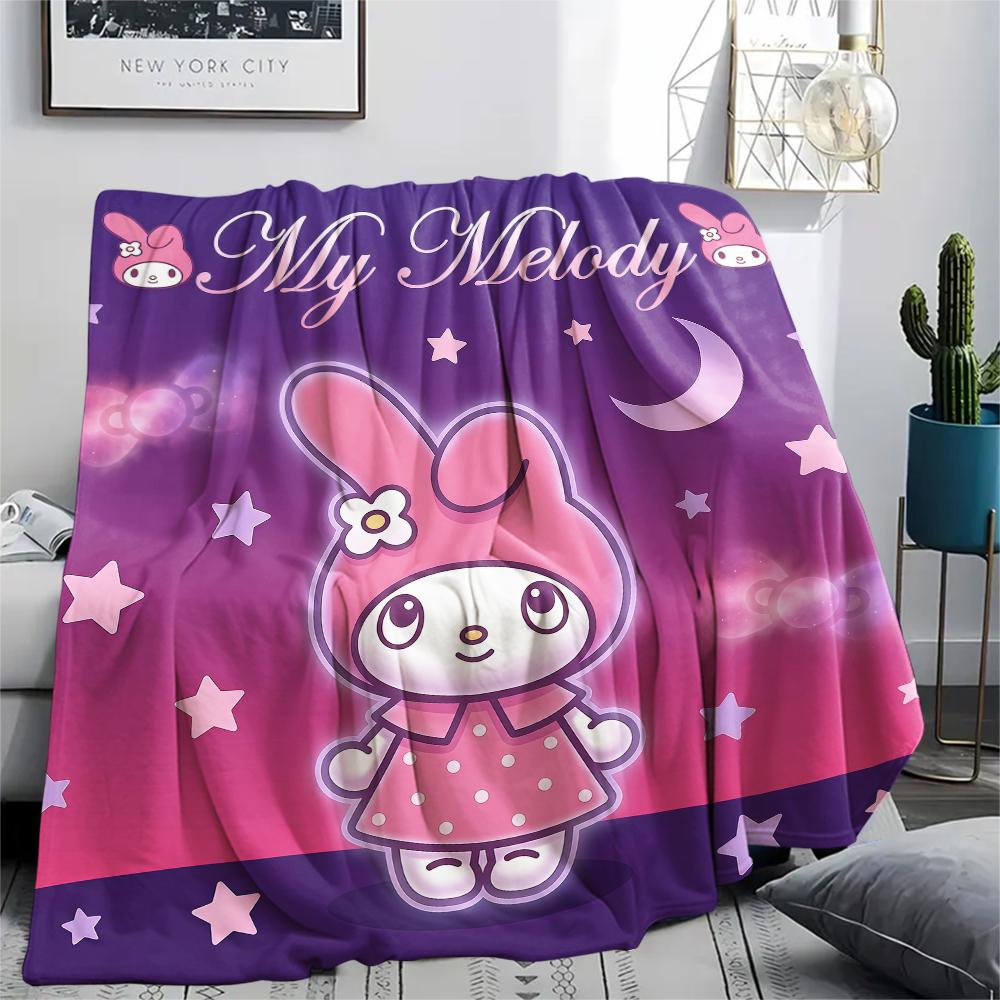 1PC My Melody Pink Print Flannel Blanket, High quality All Seasons, Home Decor, Warmth and Comfort, Perfect for Christmas Gifts