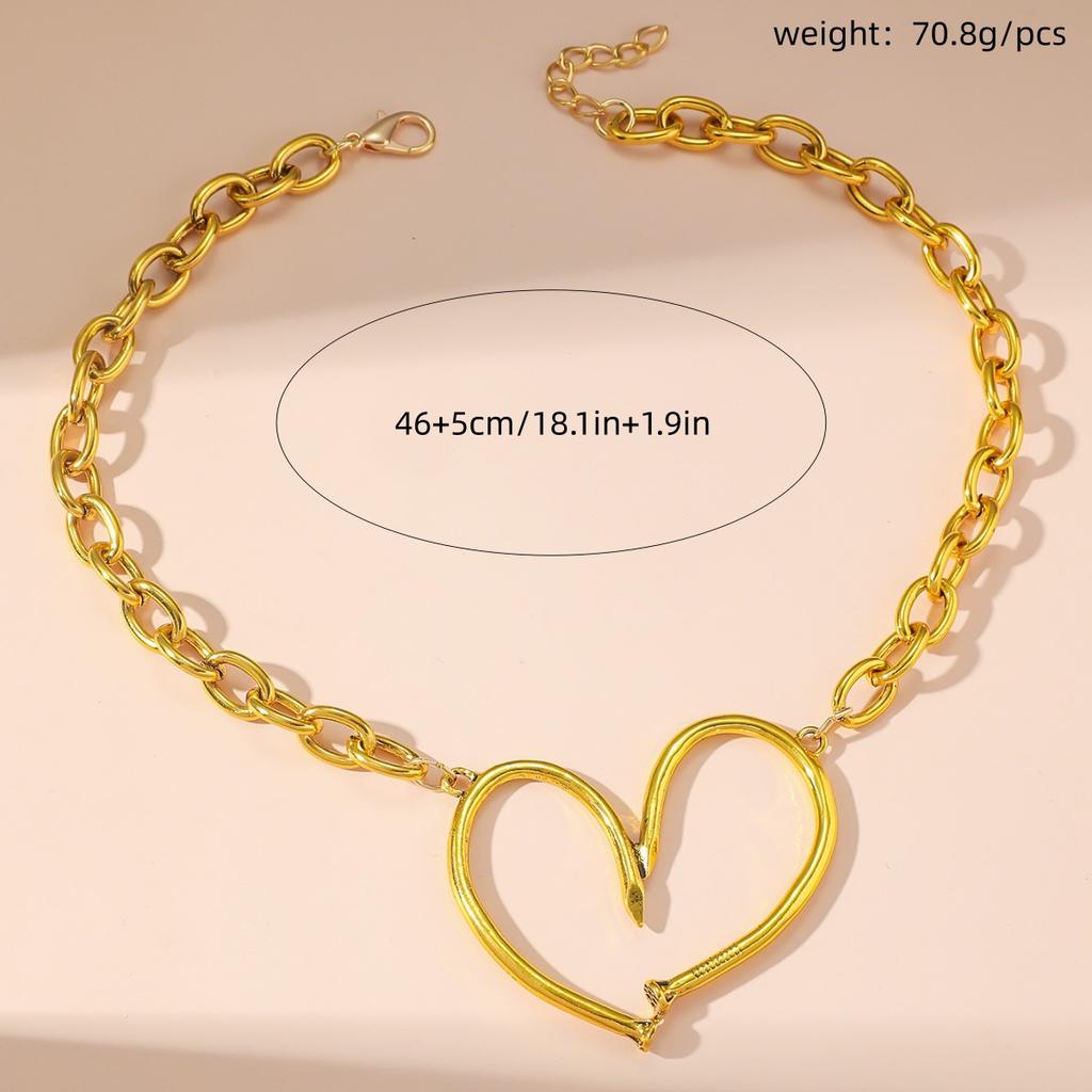 JMXD-Personalidade Exagerado Vento Frio Oco Amor Colar de Metal Simples e Versátil Premium Clavícula Corrente Jóias