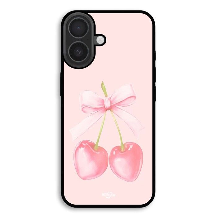 Hülle Für iPhone 18 Kirsche Schleife Hintergrund pastellrosa Maniacase schwarz