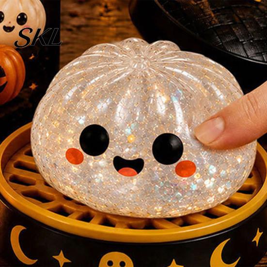 Anxiety Relief Toy 1/5Pcs Halloween Dumpling Stress Toy, Pumpkin Ghost Eyeball Steamed Bun Squeeze Sensory Ball Fidget for Adults Kids