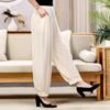 Women's Summer New High Waist Elastic Wide Leg Pants Fashionable Solid Pockets Soft Mosquito Proof Loose Versatile Lantern Pants
