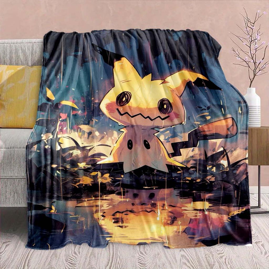 Pokémon Anime Flannel Blanket - Soft Warm Perfect for Sofa, Bedding Camping Travel Office Home Decor -QJY