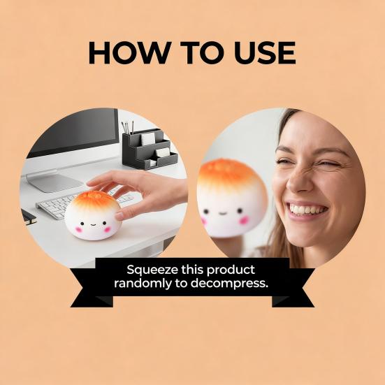 Cartoon Steamed Bun Fidget Toy Stress Relieving Stuffed Bun Squeeze Toy Simulated Dumpling Dough Ball Office Desk Toy